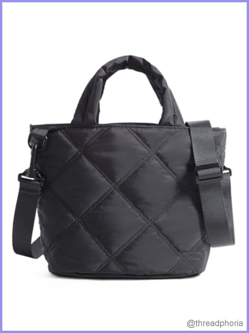 Quilted Nylon Crossbody Bag, Lightweight Puffer Tote Handbag for Women, Travel